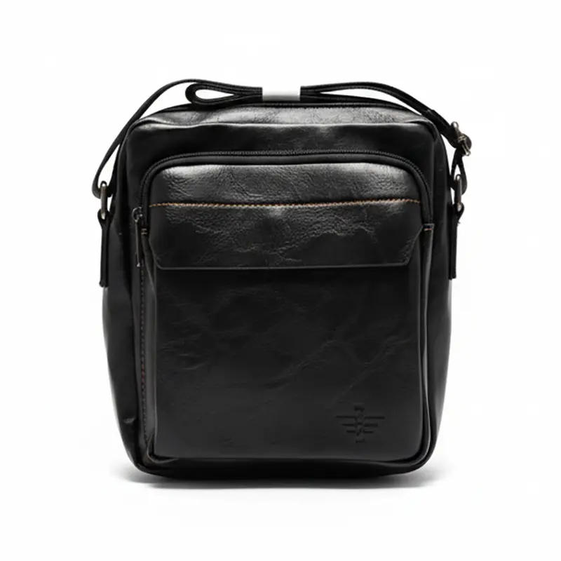 mens black bag front view Black Crossbody Bag – Lightweight & Durable - Image 1