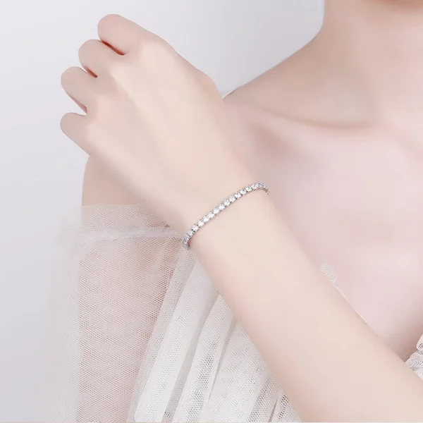 925 Sterling Silver Bracelet Love Elegant Zircon Tennis Crystal Chain for Women Fashion Noble Engagement Wedding Glam - Image 3