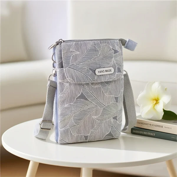 Zipper crossbody phone bag made of garden fabric - five-layer crossbody bag for women - Image 2