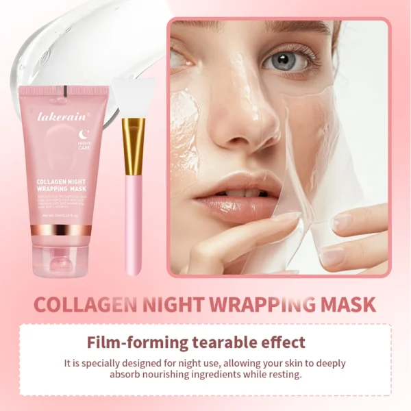 Collagen Wrapping Mask And Brush Set - Korean Face Mask Make Glowy Skin Elasticity Facial Mask - Image 2