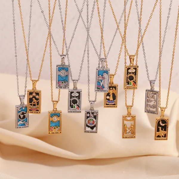 Original New Tarot Queen Lover Magician Moon Necklace - 18K Gold Plated Decoration Stainless Steel Jewelry - Image 3