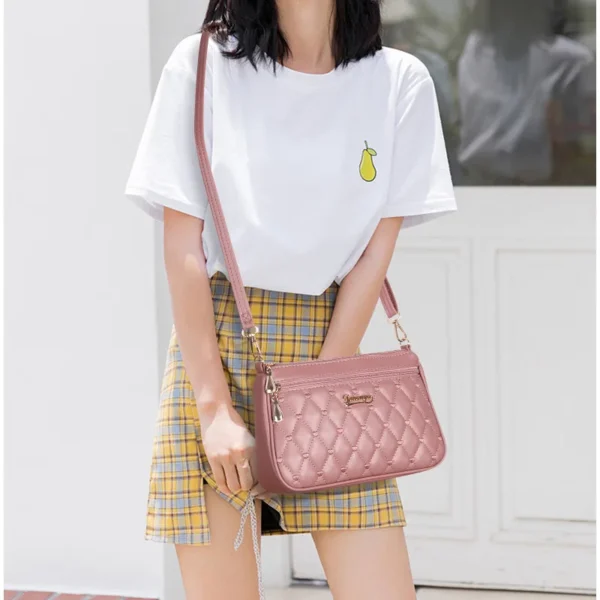 PU Leather Crossbody Bags Zipper New Fashion Shoulder Bag for Women Large Capacity Embroidery Thread Small Purse and Handbags - Image 6