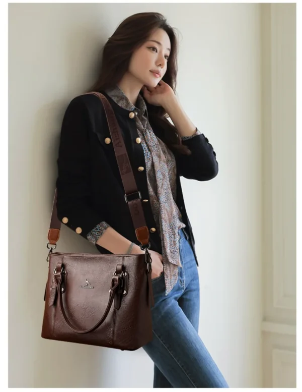 Genuine Brand Soft Pu Leather HandBags Designer Top-Handle Bags Shoulder - Crossbody Bags for Women Large Capacity Casual Tote Sac - Image 2