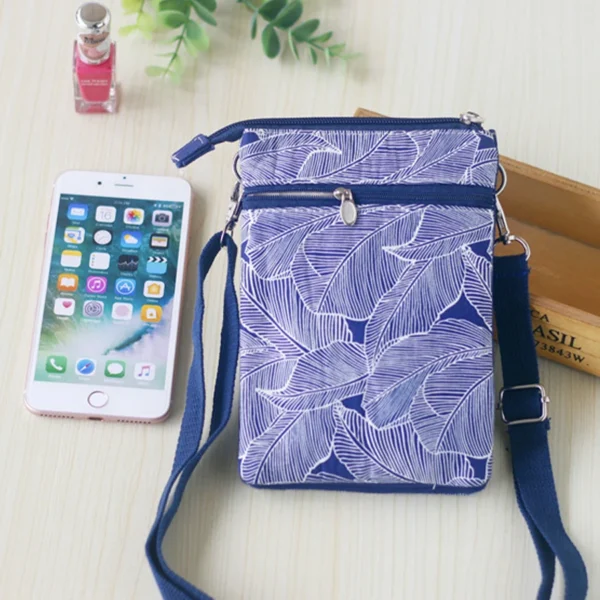 Zipper crossbody phone bag made of garden fabric - five-layer crossbody bag for women - Image 5