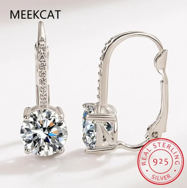 18K Gold 2 Carat Moissanite Hoop Earrings - 8 mm Lab Diamond Earring for Women Original 925 Silver Jewelry Huggies - Image 2