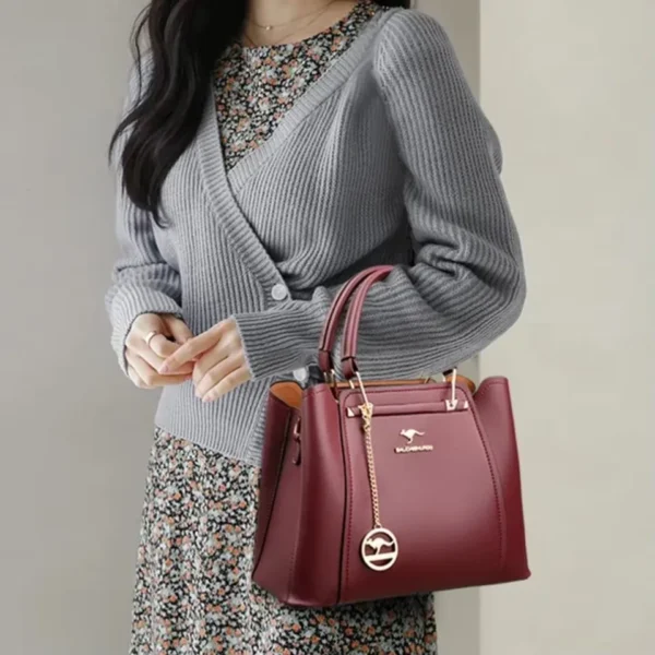 3 Layers Large Capacity Women Tote Bag - Soft Leather Luxury Handbags - Image 2