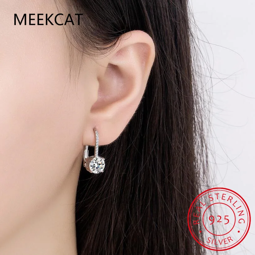 kf-S3e4b5c0794aa44b79328654b398a12e6G 18K Gold 2 Carat Moissanite Hoop Earrings - 8 mm Lab Diamond Earring for Women Original 925 Silver Jewelry Huggies - Image 1