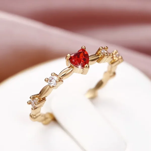 925 Sterling Silver Exquisite Red Love CZ Engagement Proposal Rings for Women Thin Band Aesthetic Female Fashion Jewelry Gift - Image 6