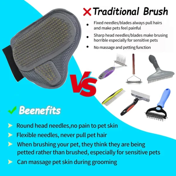 Pet Grooming Glove Hair Removal Gloves  - Cat and Dog Fur Hair Deshedding Gentle Efficient Dog Combs Pet Bathing Massage Products - Image 7