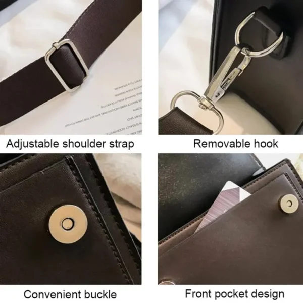 Classic Designer PU Leather Crossbody Bag for Women Travel Handle Handbag Fashion Shoulder Messenger Bag Ladies Small Flap Bag - Image 3