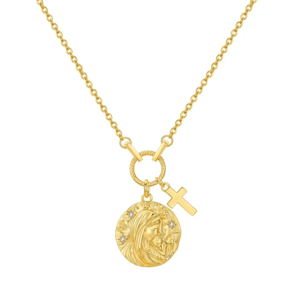 925 Sterling Silver The cross of the Virgin Mary Religious Symbol Necklace Pendant Women Birthday Gifts Jewelry - Image 2