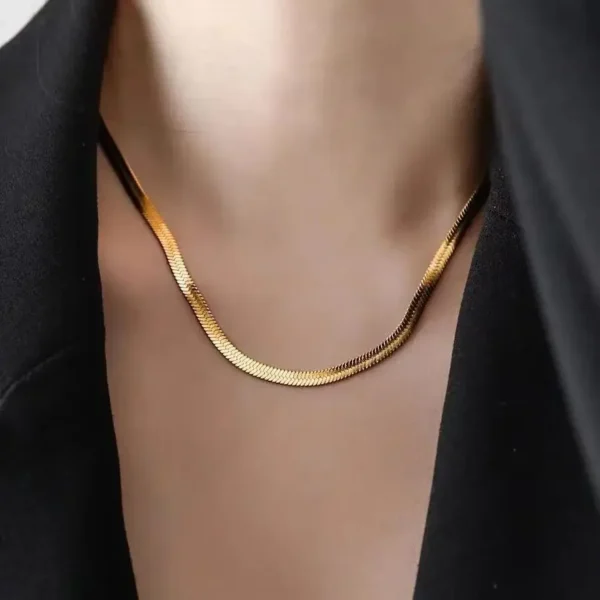 High-quality 16-24in Solid silver 18K Gold special 4MM Clavicle - Unisex Necklace - Image 2