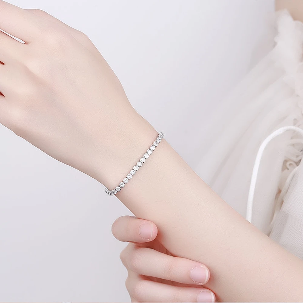 kf-S68573b73a8164b6c8831bedfcfc7ee65w 925 Sterling Silver Bracelet Love Elegant Zircon Tennis Crystal Chain for Women Fashion Noble Engagement Wedding Glam - Image 1