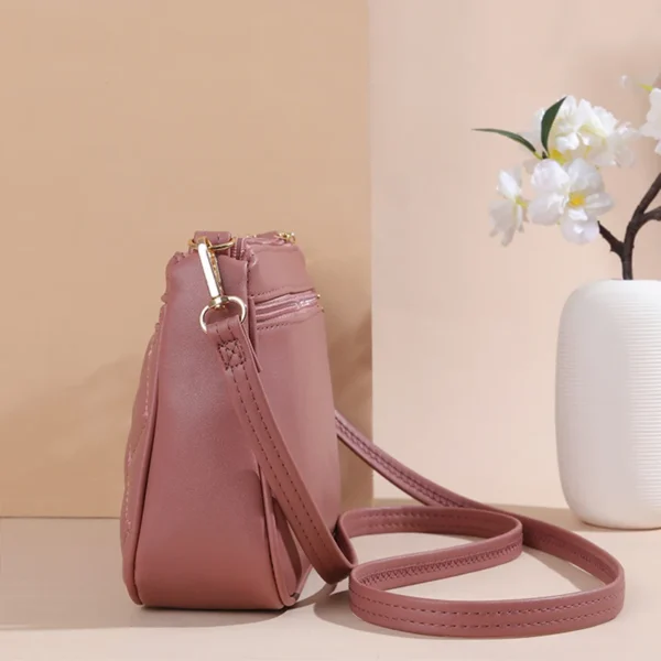 PU Leather Crossbody Bags Zipper New Fashion Shoulder Bag for Women Large Capacity Embroidery Thread Small Purse and Handbags - Image 3