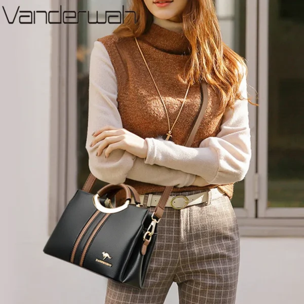 Luxury Designer Crossbody Bag for Women 2026 Brand 3 Layers Handbag - Top Quality Leather Shoulder Totes Sac - Image 2