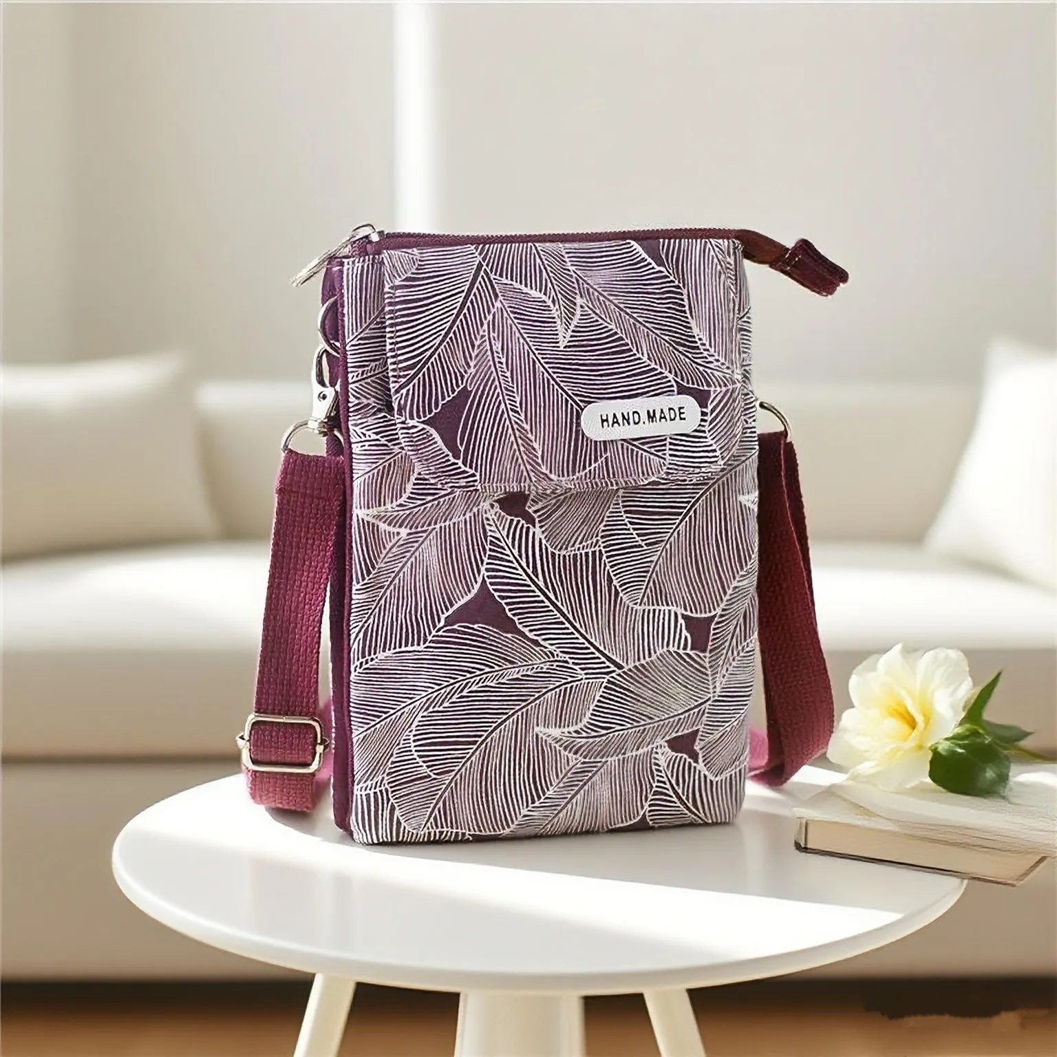 kf-S6d7aa220716743d0809aca79d7e98a04Y Zipper crossbody phone bag made of garden fabric - five-layer crossbody bag for women - Image 1