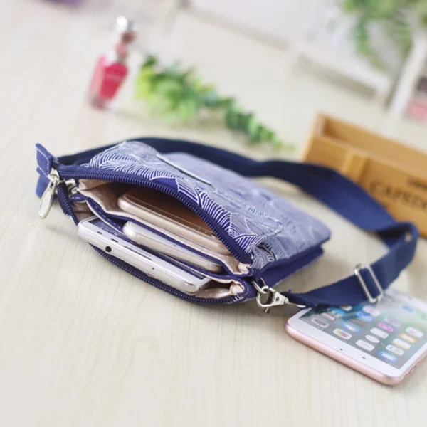 Zipper crossbody phone bag made of garden fabric - five-layer crossbody bag for women - Image 6
