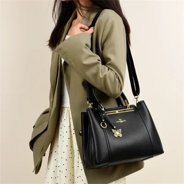 Luxury Leather Handbag for Women – Large 3-Layer Shoulder Crossbody Bag - Image 3