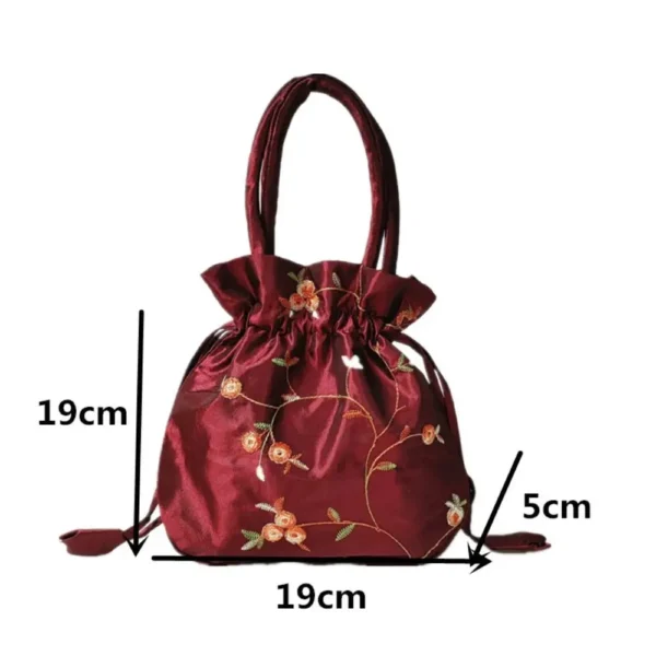 Elegant Ethnic Style Cosmetic Handbag Women Flower Handbags Embroidered Flower Small Bucket Bag National Style Purse Jewelry Bag - Image 3