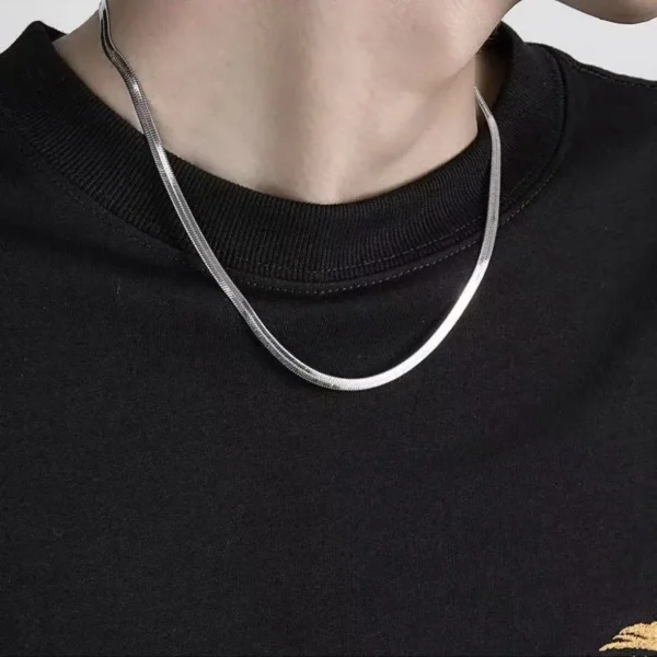 High-quality 16-24in Solid silver 18K Gold special 4MM Clavicle - Unisex Necklace - Image 3