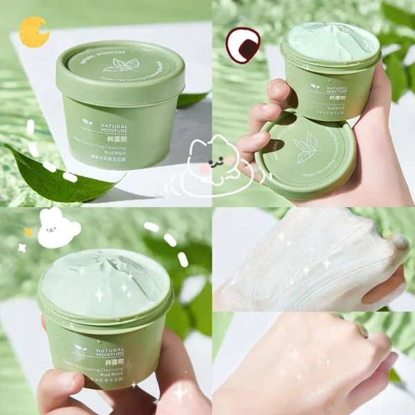 Green Tea Ice Mud Mask Cleansing Moisturizing Oil Control - Blackhead Removal Cleansing Mud Mask Applicator Mud Mask - Image 3