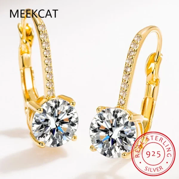 18K Gold 2 Carat Moissanite Hoop Earrings - 8 mm Lab Diamond Earring for Women Original 925 Silver Jewelry Huggies - Image 3