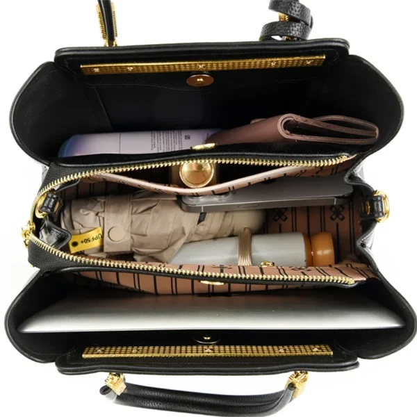 Luxury Leather Handbag for Women – Large 3-Layer Shoulder Crossbody Bag - Image 6