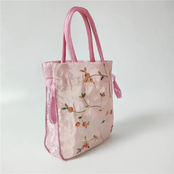 Elegant Ethnic Style Cosmetic Handbag Women Flower Handbags Embroidered Flower Small Bucket Bag National Style Purse Jewelry Bag - Image 7