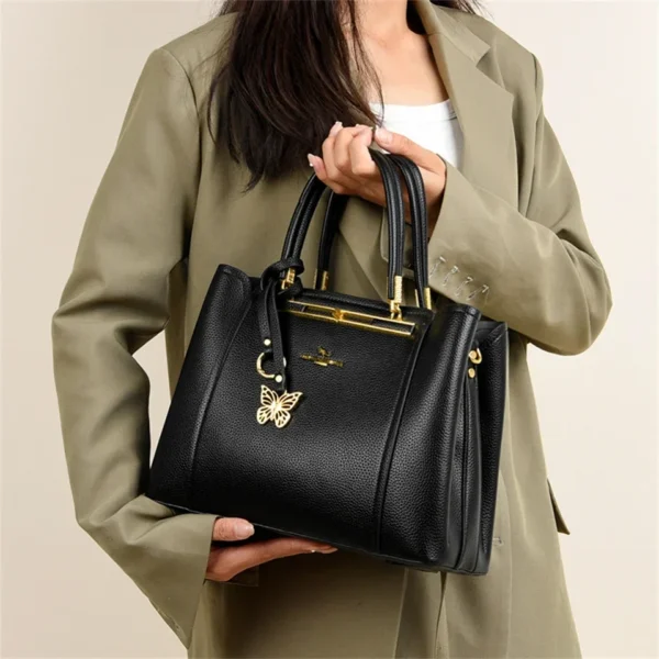 Luxury Leather Handbag for Women – Large 3-Layer Shoulder Crossbody Bag - Image 2
