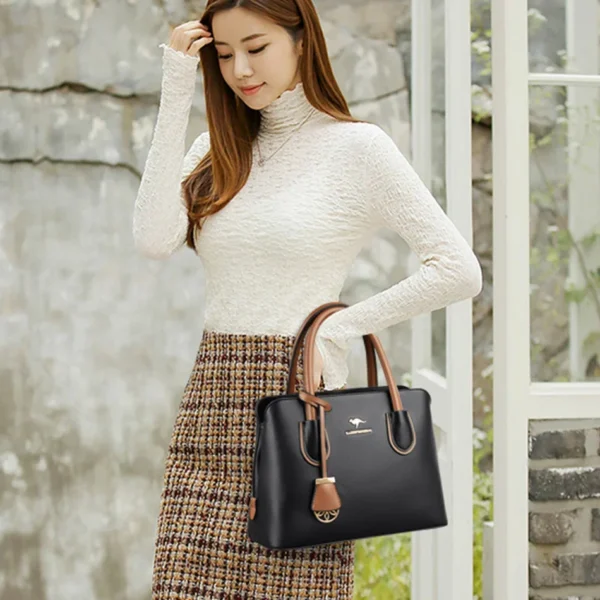 2 Layers Quality Leather Luxury Handbags for Women - Designer Crossbody Bags for Women - Image 3