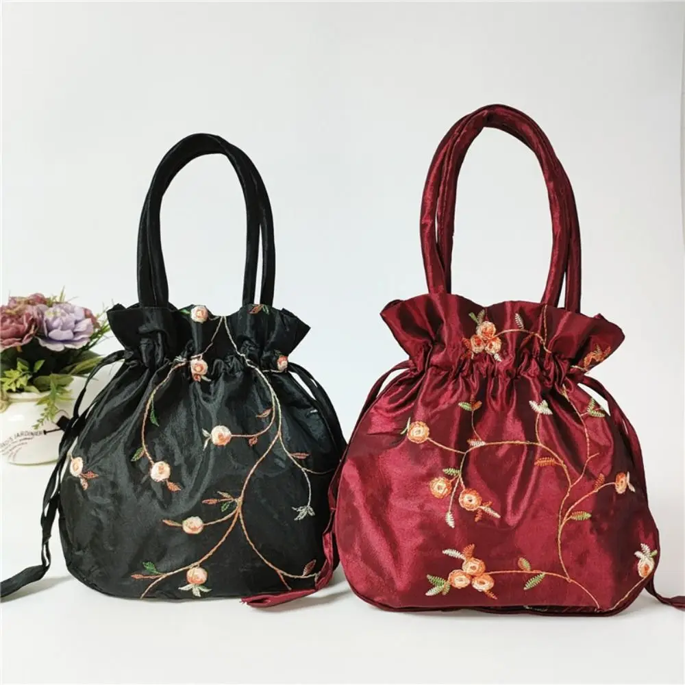 kf-Sa5e2da86fcb7485ba2b71d0c9083d0b0C Elegant Ethnic Style Cosmetic Handbag Women Flower Handbags Embroidered Flower Small Bucket Bag National Style Purse Jewelry Bag - Image 1