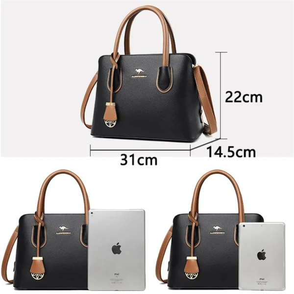 2 Layers Quality Leather Luxury Handbags for Women - Designer Crossbody Bags for Women - Image 5
