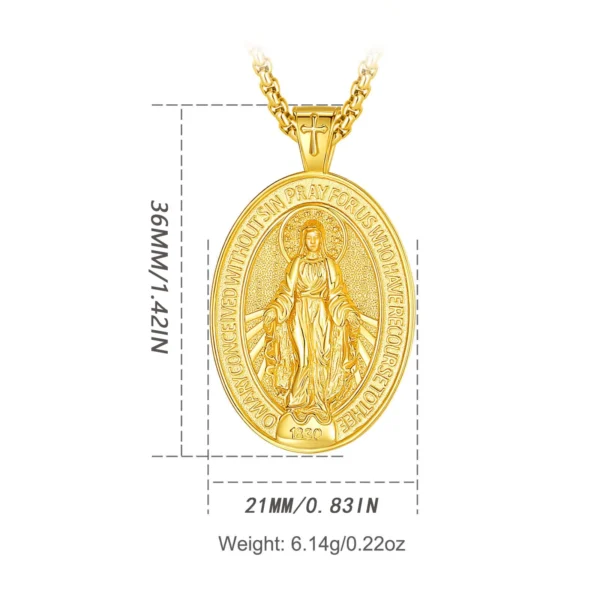 Eudora 925 Sterling Silver Virgin Mary Necklace  -18K Gold Sacred Heart Religious Pendant Amulet Women Jewelry Exquisite Gift - Image 3