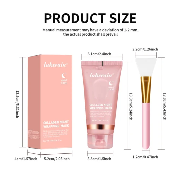 Collagen Wrapping Mask And Brush Set - Korean Face Mask Make Glowy Skin Elasticity Facial Mask - Image 5