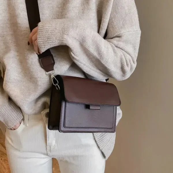 Classic Designer PU Leather Crossbody Bag for Women Travel Handle Handbag Fashion Shoulder Messenger Bag Ladies Small Flap Bag - Image 2