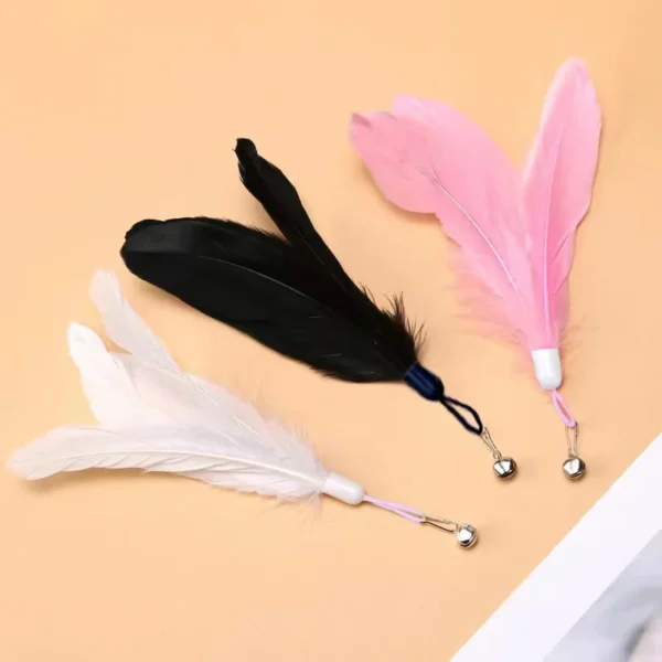 Cat Toy Cat Teaser Stick With Bell Extended Rod Suction Cup Self High And Durable Bite Teaser Tool Replaceable Feather Head - Image 3