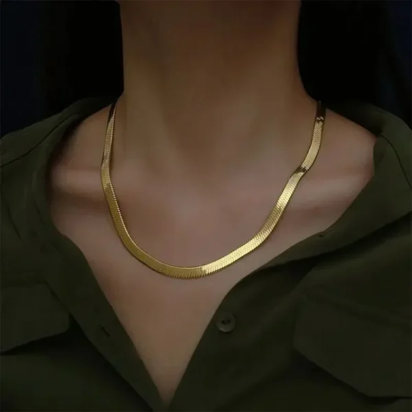 High-quality 16-24in Solid silver 18K Gold special 4MM Clavicle - Unisex Necklace - Image 5