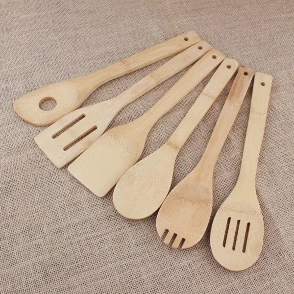 Wooden Cooking Utensil Set Bamboo Kitchen Spatula Spoons - Tools Long Handle Honey Coffee Milk Teaspoon Spice Condiment Scoops - Image 4