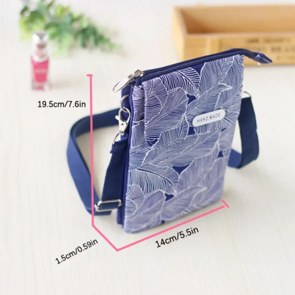 Zipper crossbody phone bag made of garden fabric - five-layer crossbody bag for women - Image 4