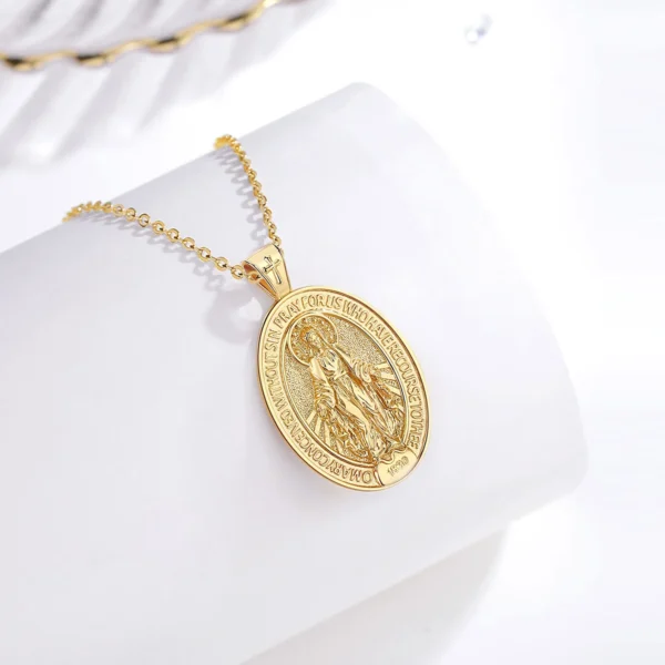 Eudora 925 Sterling Silver Virgin Mary Necklace  -18K Gold Sacred Heart Religious Pendant Amulet Women Jewelry Exquisite Gift - Image 5