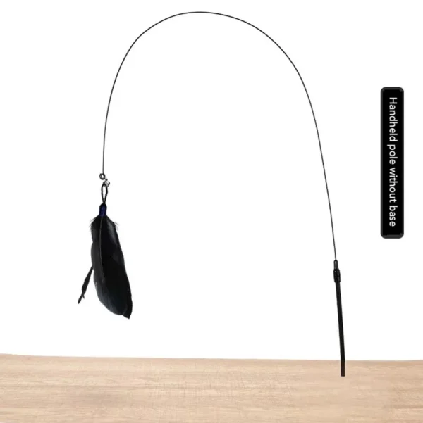 Cat Toy Cat Teaser Stick With Bell Extended Rod Suction Cup Self High And Durable Bite Teaser Tool Replaceable Feather Head - Image 5
