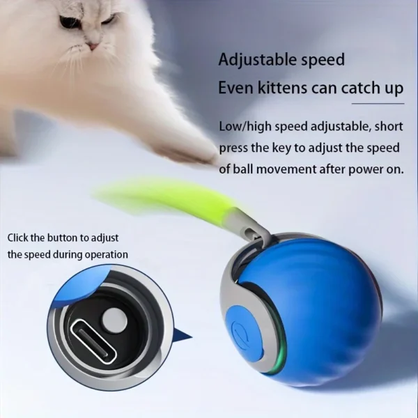 Smart Cat Toys Ball Automatic - Interactive Pets Electric Rolling Teaser USB Rechargeable - Kitty Moving Bouncing ball - Image 6