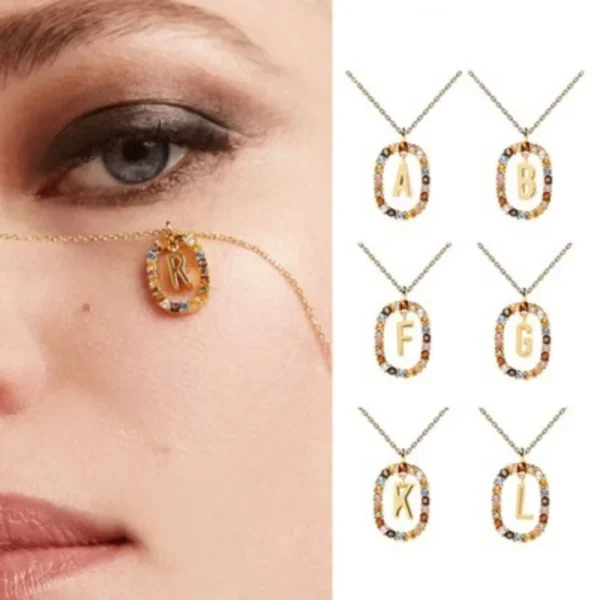 New Trendy and Versatile Letter-shaped Gemstone Crystal Collar Necklace, Ideal for Lovers and As A Holiday Gift. - Image 2