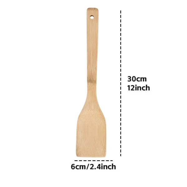 Wooden Cooking Utensil Set Bamboo Kitchen Spatula Spoons - Tools Long Handle Honey Coffee Milk Teaspoon Spice Condiment Scoops - Image 6