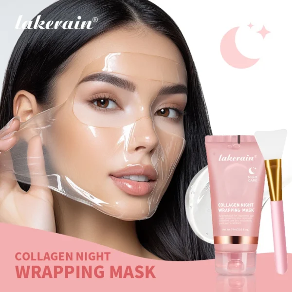 Collagen Wrapping Mask And Brush Set - Korean Face Mask Make Glowy Skin Elasticity Facial Mask