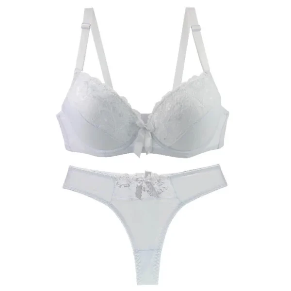 Push Up Bra Sets Padded Lace Middle Mold Cup Underwear For Women BCDE Plus Size Lingerie - Image 4