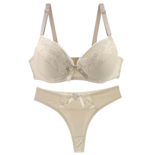 Push Up Bra Sets Padded Lace Middle Mold Cup Underwear For Women BCDE Plus Size Lingerie - Image 3