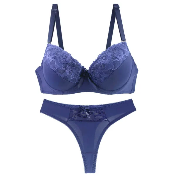 Push Up Bra Sets Padded Lace Middle Mold Cup Underwear For Women BCDE Plus Size Lingerie - Image 5