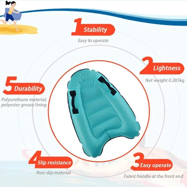 Inflatable Surfboard With Handle For Beach Surfing Swimming Floating Row - Image 5