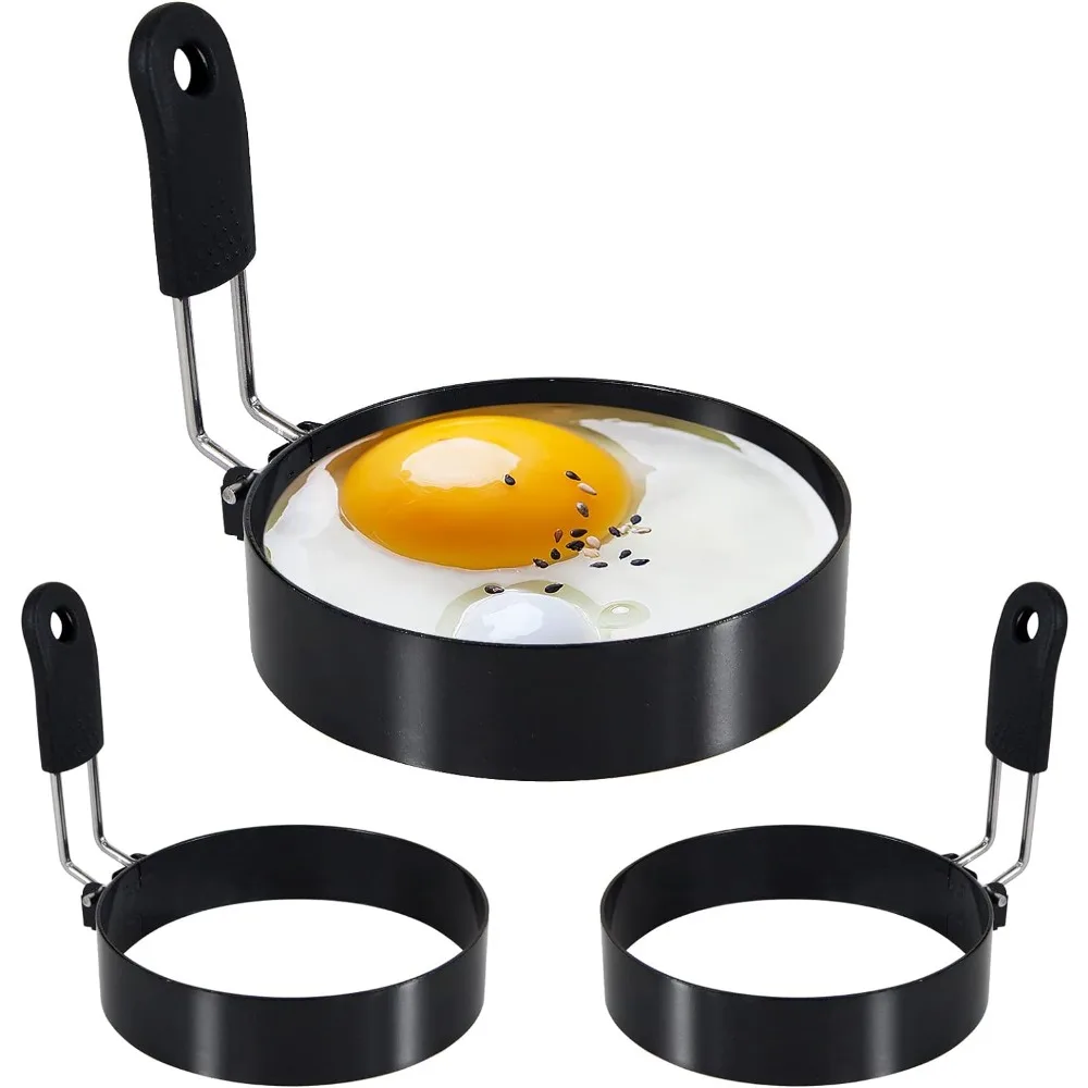 kf-S019e036f40954b2d8c4a0d382418f096j Anti-scald Egg Fried Ring Professional Stainless Steel Nonstick Round Pancake Mold Cooking Egg Mould Breakfast Sandwich Tools - Image 1